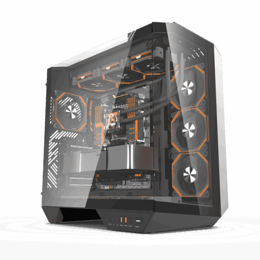 DarkFlash DY470 Mid-Tower ATX Gaming Case – Black/White (without Fans)