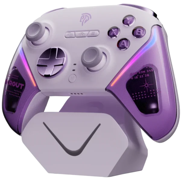 EasySMX D10 Wireless Gaming Controller with TMR Sticks, Charging Dock, Trigger Lock – Farout Purple/Wirtanen Green/Black