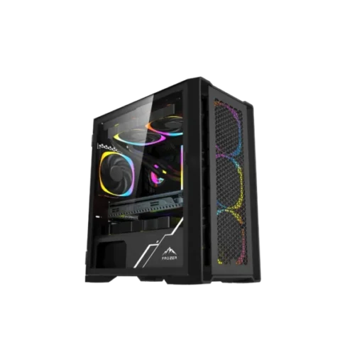 Frozer Chamber M-ATX ARGB Gaming Case (3x ARGB Fans) – Black/White