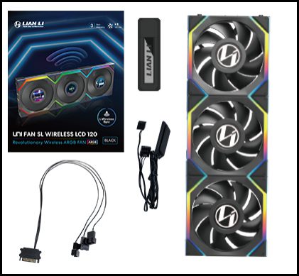 Lian Li UNI Fan SL Wireless LCD 120 ARGB Fan – Black/White (Single Fan/Pack of 3) - Image 4