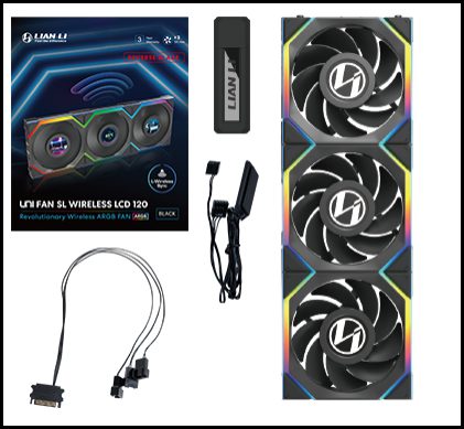 Lian Li UNI Fan SL Wireless LCD 120 Reverse Blade ARGB Fan – Black/White (Single Fan/Pack of 3) - Image 5