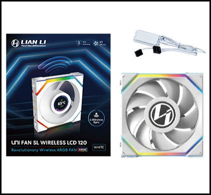 Lian Li UNI Fan SL Wireless LCD 120 ARGB Fan – Black/White (Single Fan/Pack of 3) - Image 7
