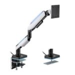 MXG HMA-12R Heavy Duty RGB Gaming Monitor Arm – Matte White