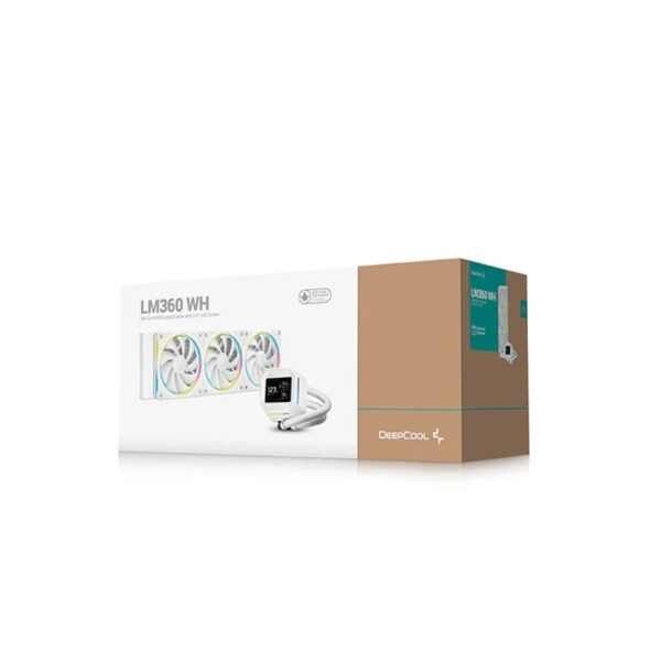 DeepCool LM360 360mm 6th Gen ARGB Liquid Cooler with 2.4″ LCD Screen – White