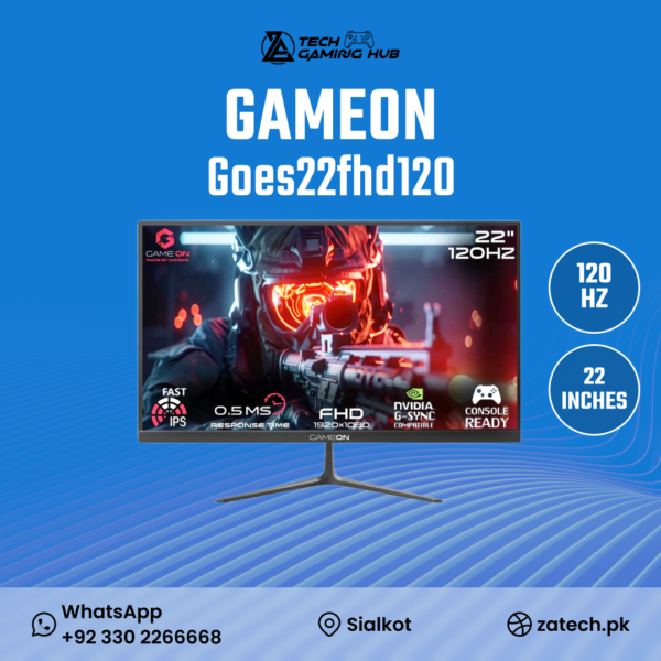 GameOn GOES22FHD120IPS, a 22-inch gaming monitor.