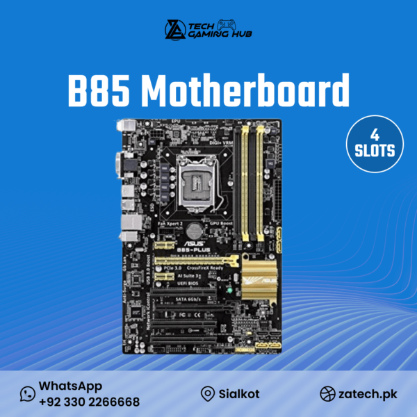 ASUS B85-PLUS motherboard, designed for Intel 4th Generation processors.