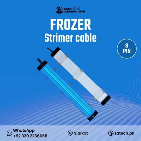 FROZER Strimer cable, which appears to be a 24-pin addressable RGB (ARGB) extension cable for PC power supplies.