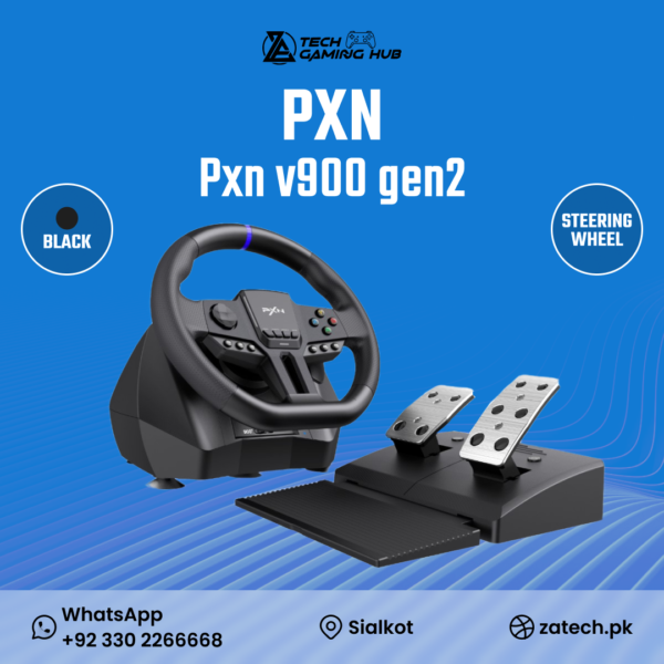 PXN V900 Gen2 Gaming Steering Wheel with pedals.