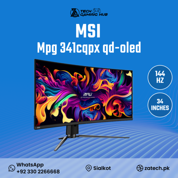 MSI MPG 341CQPX QD-OLED, a premium 34-inch curved gaming monitor.