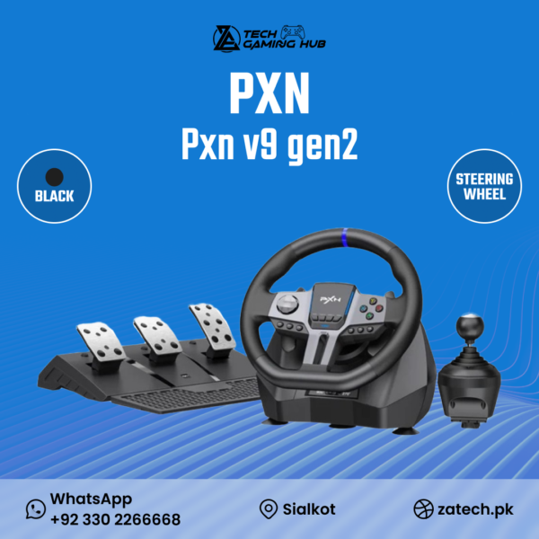 PXN V9 Gen2 Racing Wheel, a comprehensive driving simulator bundle featuring a steering wheel,