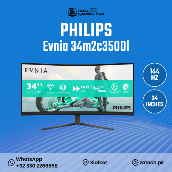 Philips Evnia 34M2C3500L 34-inch curved gaming monitor.
