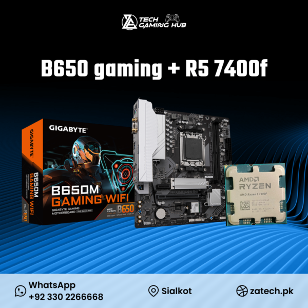 AMD Ryzen 5 7400F processor and a Gigabyte B650M Gaming WiFi motherboard.