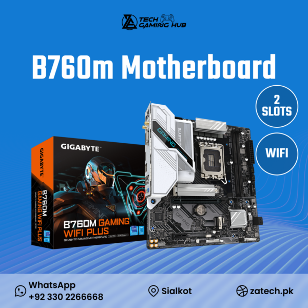 Gigabyte B760M GAMING WIFI PLUS motherboard, a micro-ATX board designed for Intel LGA 1700 processors.