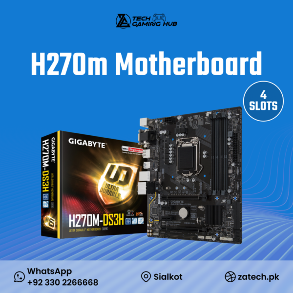 Gigabyte GA-H270M-DS3H motherboard designed for Intel processors.