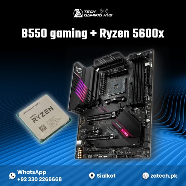 AMD Ryzen 5 5600X processor and an ASUS ROG Strix B550-XE Gaming WIFI motherboard.