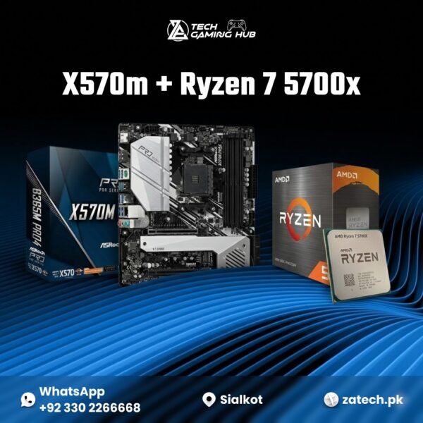 ASRock X570M Pro4 motherboard and an AMD Ryzen 7 5700X processor bundle.