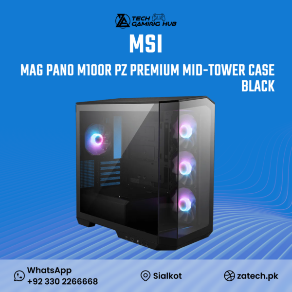 MSI MAG PANO M100R PZ premium mid-tower gaming case in black.