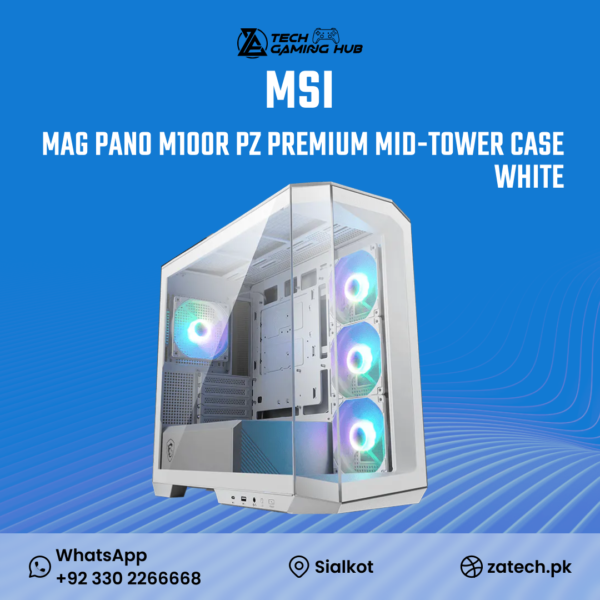MSI MAG PANO M100R PZ White premium mid-tower computer case.