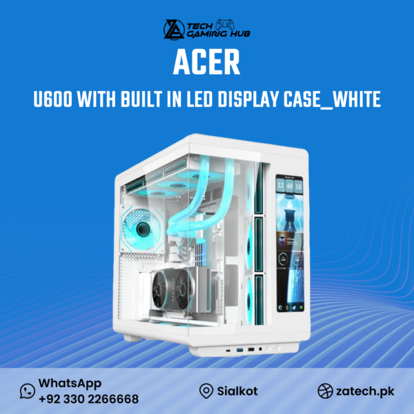 Acer U600 ATX mid-tower computer case in white.