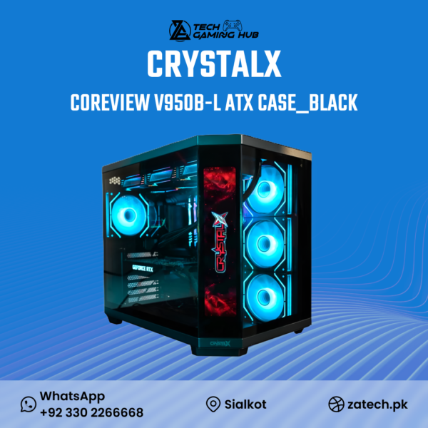 CrystalX CoreView V950B-L ATX gaming case in black.