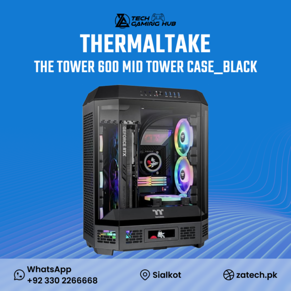 Thermaltake The Tower 600 Mid Tower Chassis in black.