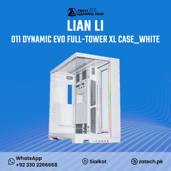 Lian Li O11 Dynamic EVO XL Full-Tower Gaming Case in White.