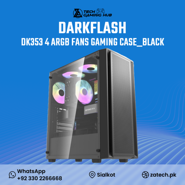 Darkflash DK353 ATX Black gaming computer case.