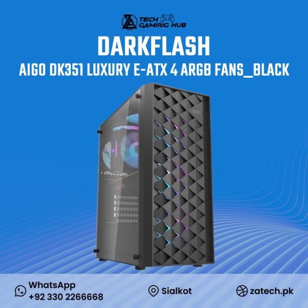 Darkflash DK351 Luxury E-ATX Gaming PC Case in black