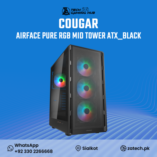 Cougar Airface Pure RGB Mid Tower ATX Case in black.