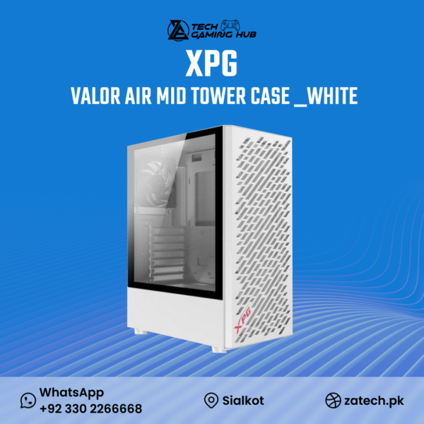 XPG Valor Air Mid-Tower Gaming Case in white.