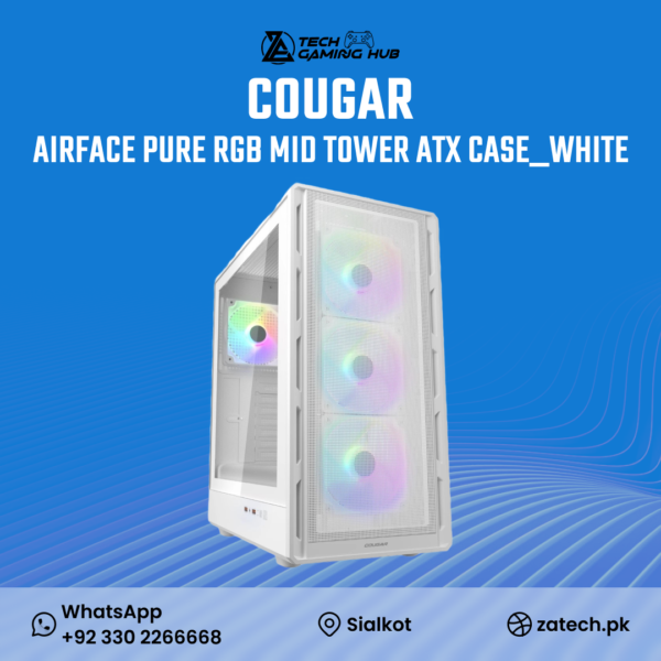 COUGAR AIRFACE PURE RGB Mid-Tower ATX Case in white.