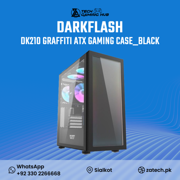 DarkFlash DK210 Graffiti ATX Gaming Case in black.