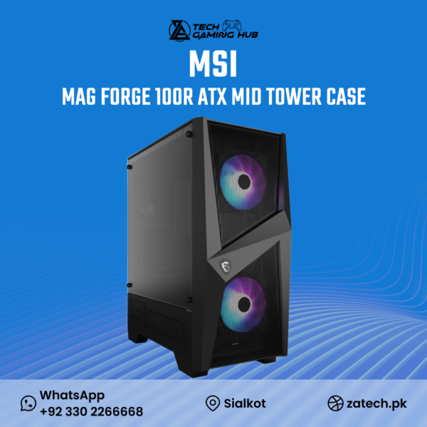 MSI MAG FORGE 100R ATX Mid-Tower Gaming Computer Case.