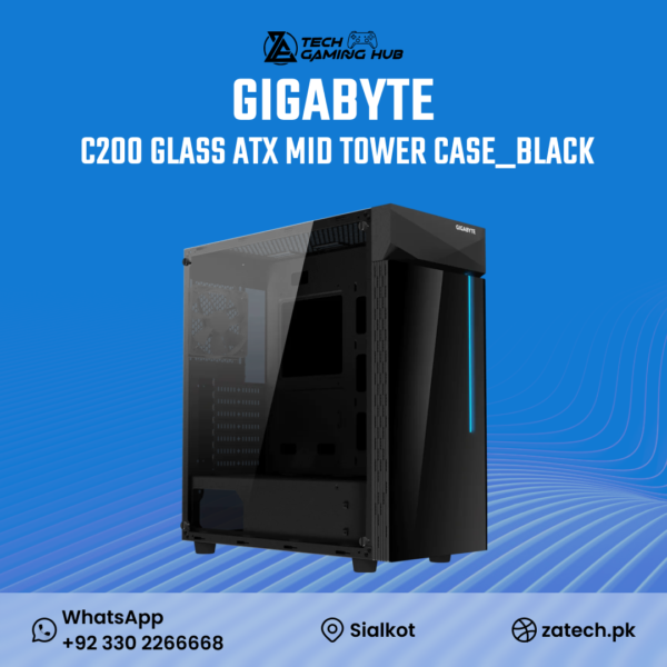 GIGABYTE C200 Glass ATX Mid Tower Gaming Case.