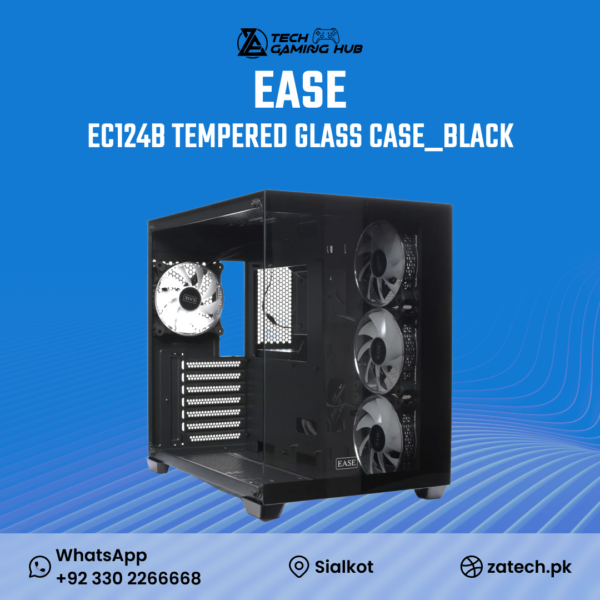 EASE EC124B Tempered Glass Gaming Case in Black.