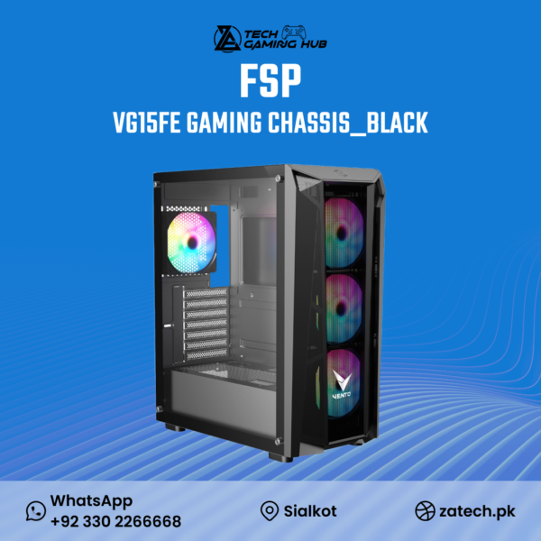 FSP Vento VG15FE ATX Mid-Tower Gaming Case in black.