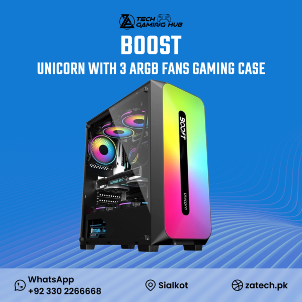 Boost Unicorn ARGB ATX Mid-Tower Computer Case.