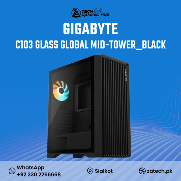 GIGABYTE C103 GLASS GLOBAL Mid-Tower Gaming PC Case.