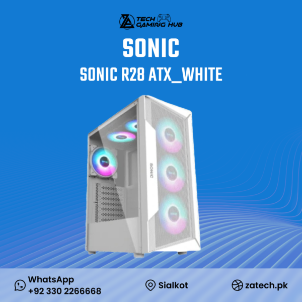 Sonic R28 ATX_White gaming PC case.
