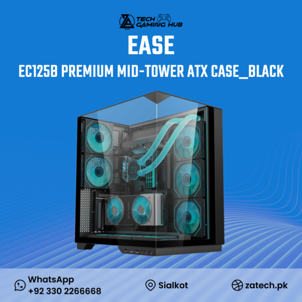 Ease EC125B Premium Mid-Tower ATX Gaming Case.