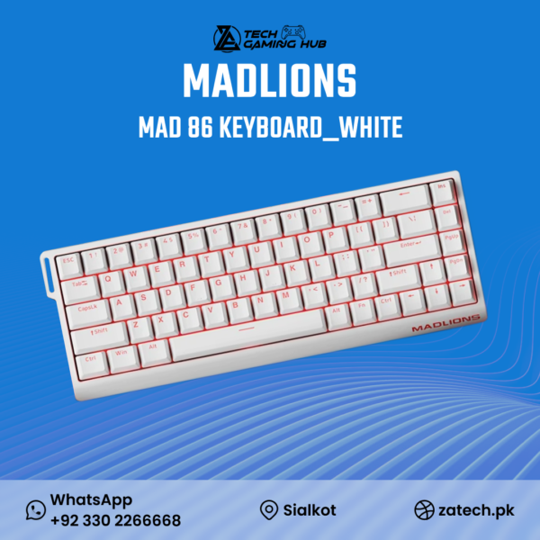 MadLions MAD68 HE Series White Wired Gaming Keyboard.