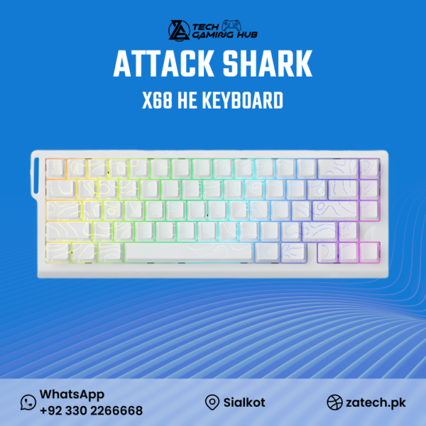 Attack Shark X68 HE gaming keyboard, available in a white colorway.