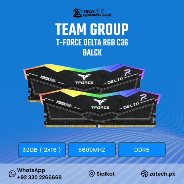TeamGroup T-Force Delta RGB 32GB (2x16GB) DDR5 5600MHz CL36 desktop memory kit