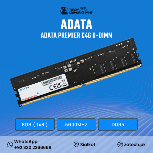 ADATA Premier DDR5 5600MHz U-DIMM 8GB Memory Module.