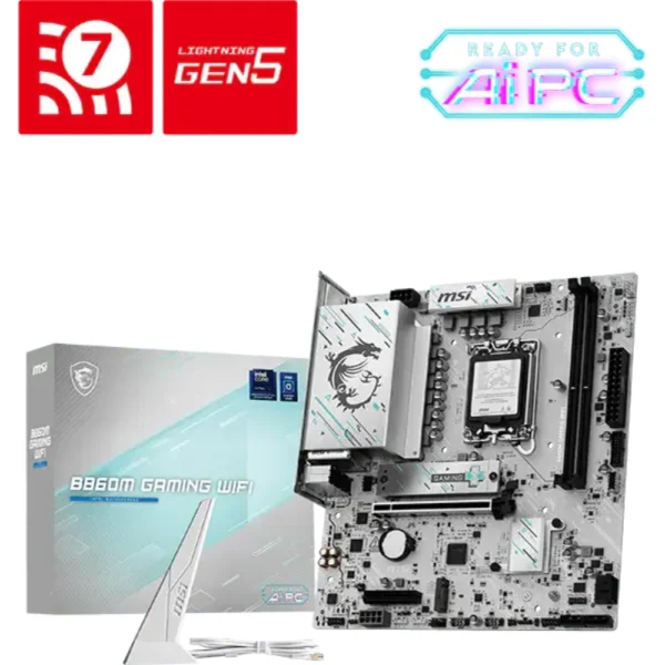 MSI B860M GAMING WIFI DDR5 Motherboard, Micro-ATX – Supports Intel Core Ultra Processors (Series 2), LGA 1851