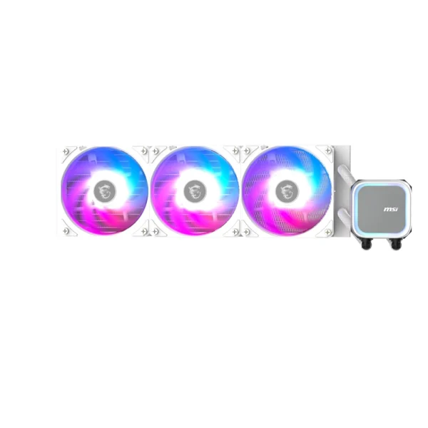 MSI MAG CORELIQUID A13 360 AIO ARGB CPU Liquid Cooler – 360mm Radiator – LGA 1700/1851/AM5/AM4 Compatible – Triple 120mm ARGB PWM Fans – White