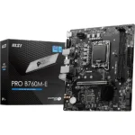 MSI PRO B760M-E DDR5 Motherboard, Micro-ATX – Supports Intel 14th, 13th & 12th Core Processors, LGA 1700 – DDR5 Memory Boost 5600MHz, PCIe 4.0 x16 Slot, M.2 Gen4 Slot